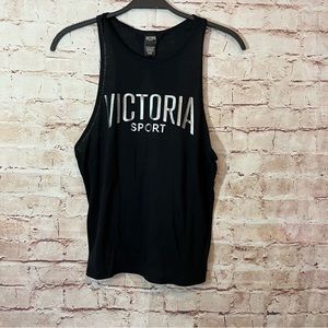 Victoria Sport black racer back arm cut out tank top size small